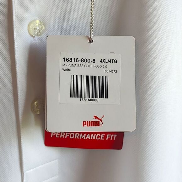 Men's New With Tag Size 4XL Puma Essential 2.0 White Golf Short Sleeve Polo - Picture 9 of 14